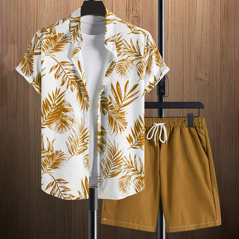 Men'S Formal Beach Wear - Conjunto de pantalones cortos con solapa