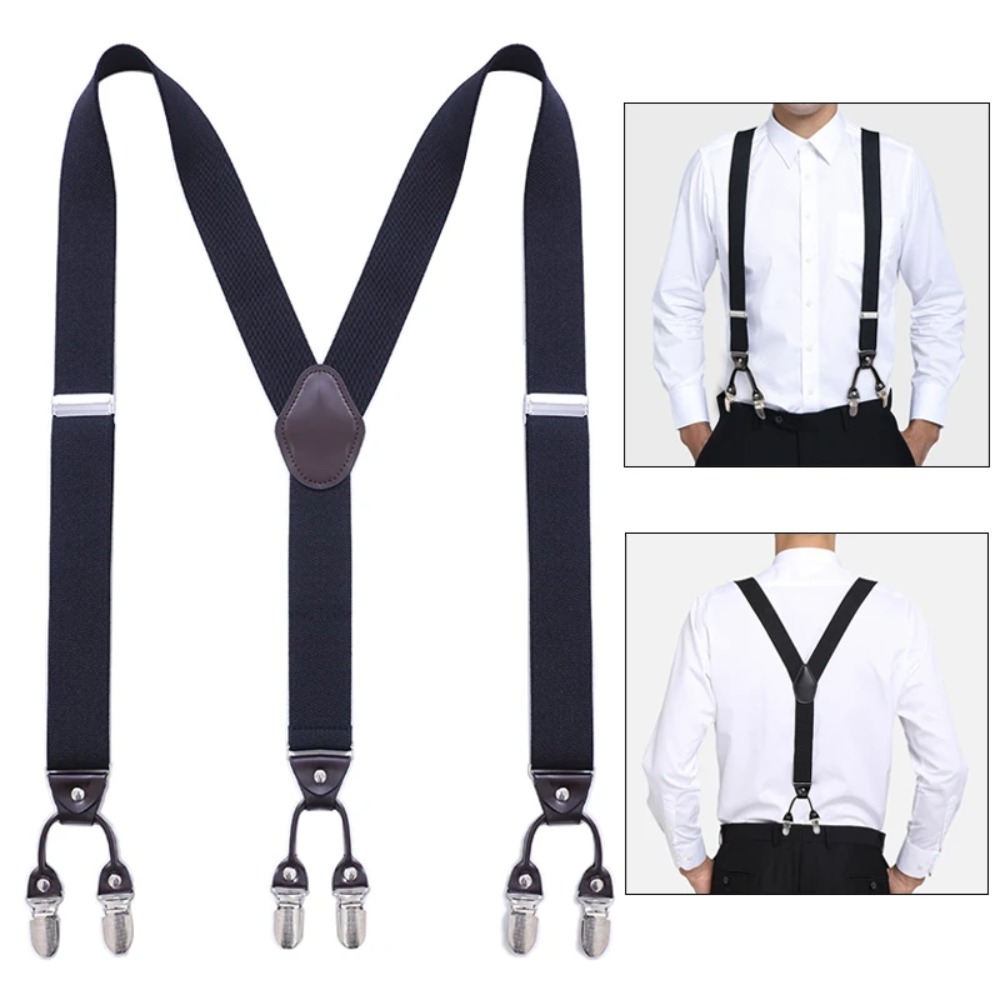Suspender Clip Formal - Tirantes Vintage para hombre, fiesta de