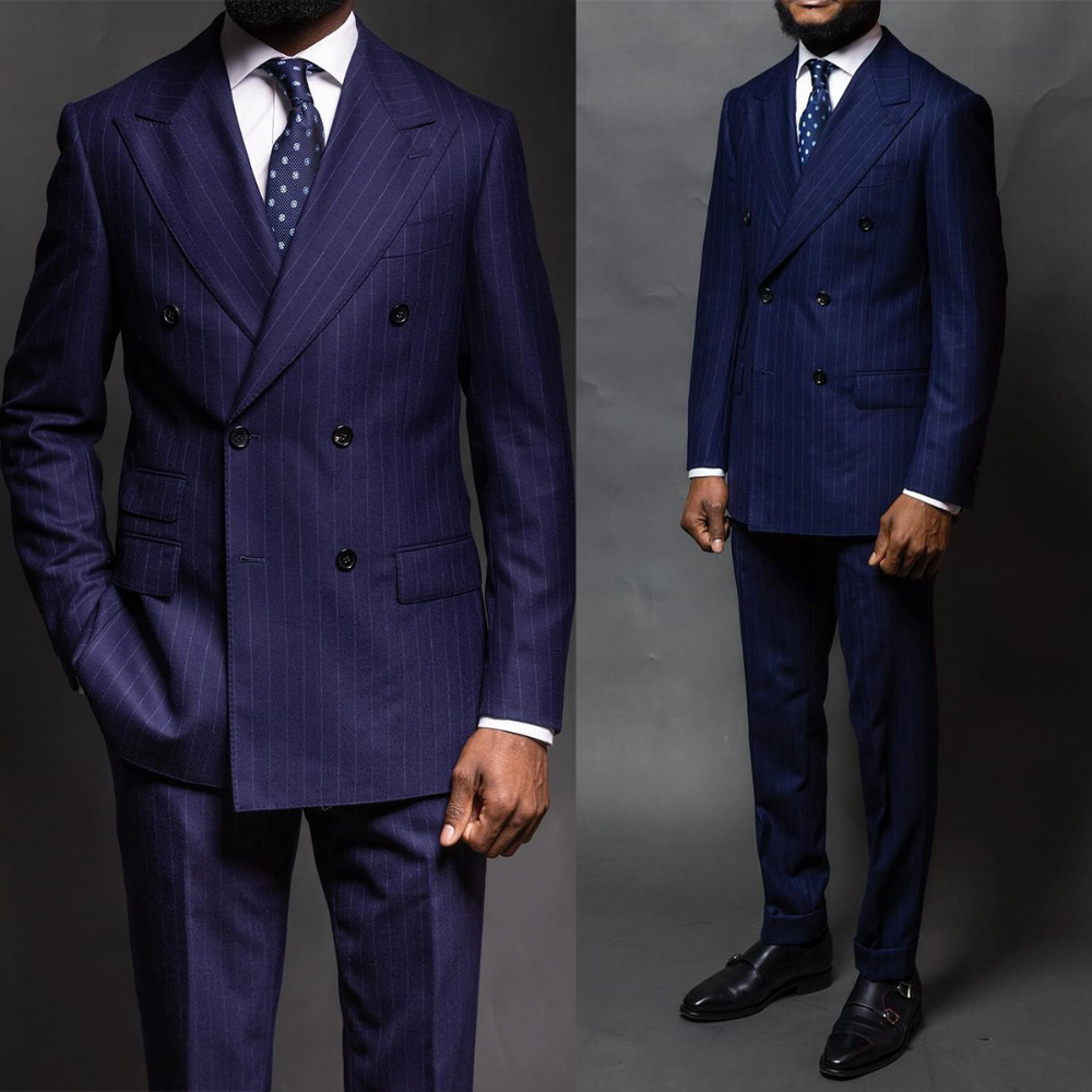 Men Formal Wear Fashion - Traje de hombre azul marino a