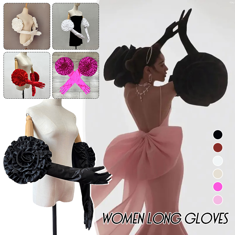Formal Wear Gloves Men - Guantes largos con flores grandes en