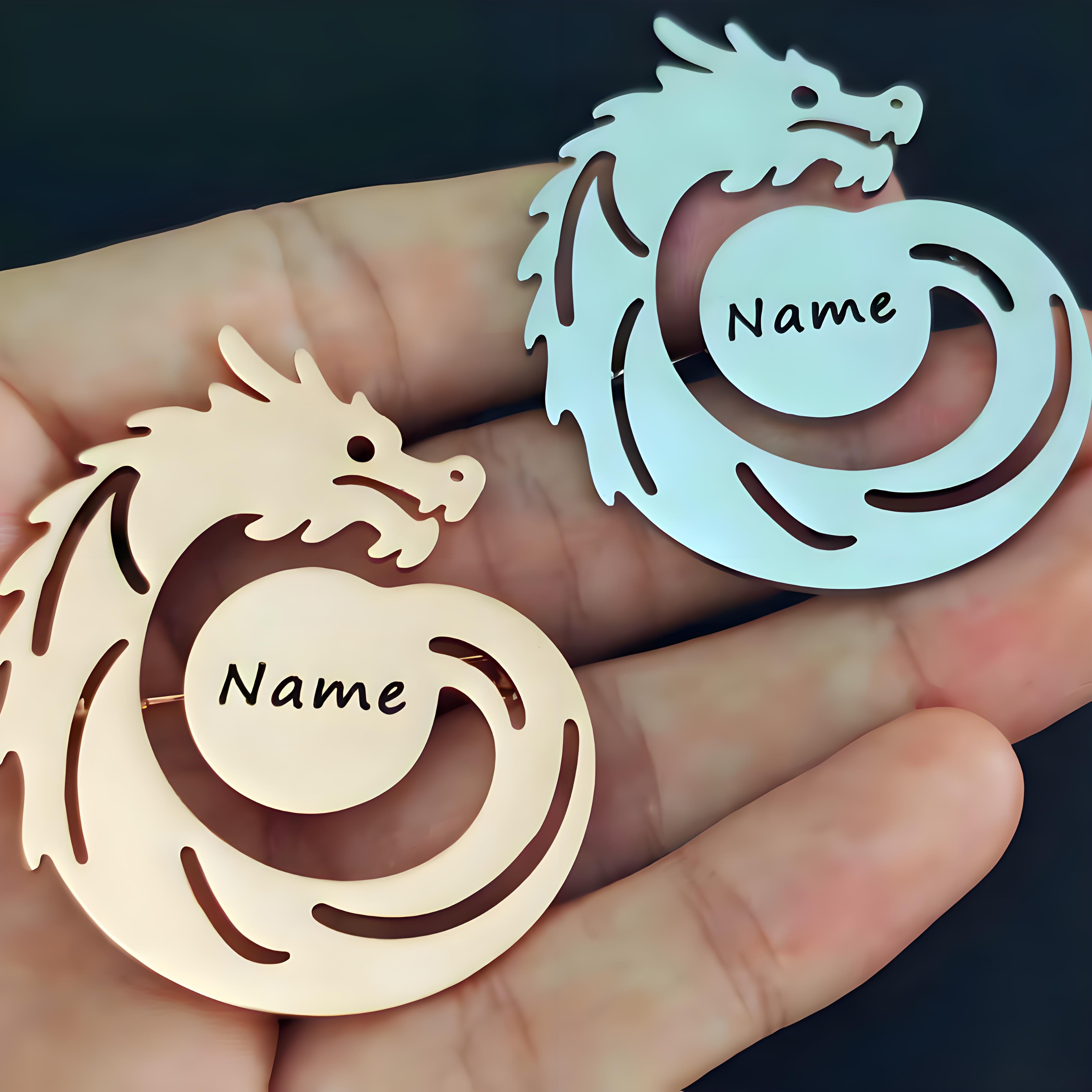Men'S Formal Wear Jewelry - Broche de dragón con nombre personalizado,