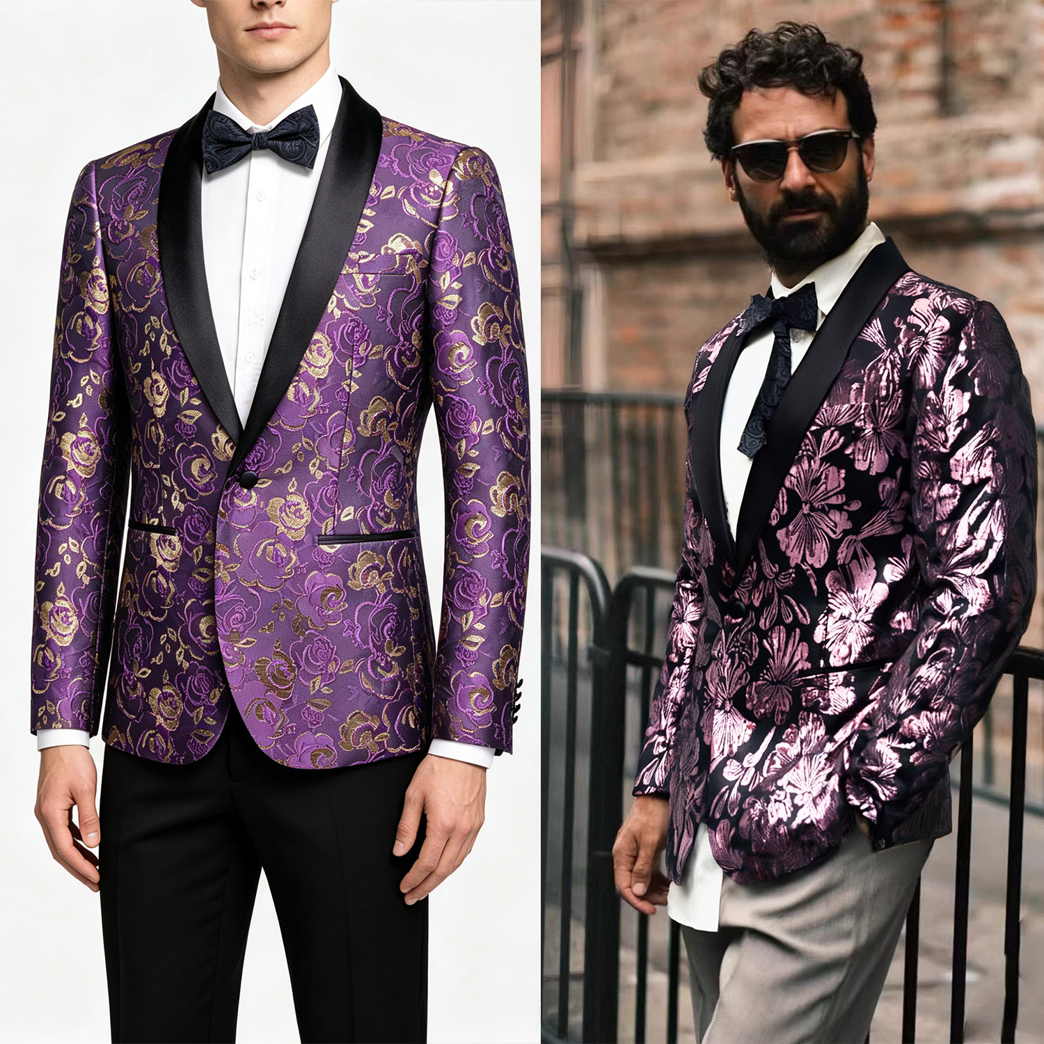 Men Formal Wear Without Suit - Chaqueta de traje con estampado floral