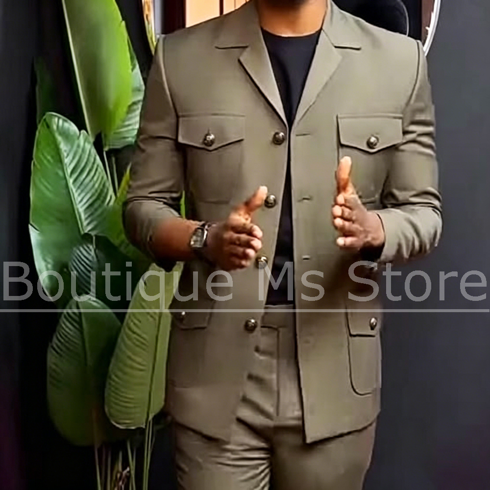 Men Formal Wear Fashion - Traje Safari para hombre, conjunto de