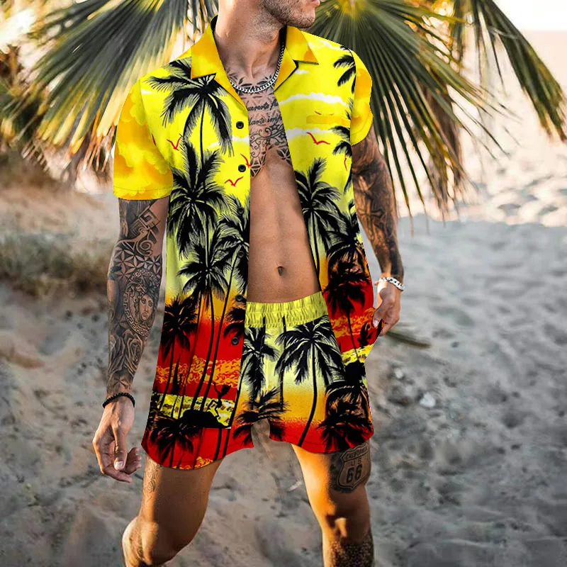 Men'S Formal Beach Wear - Cárdigan hawaiano para hombre, conjuntos de