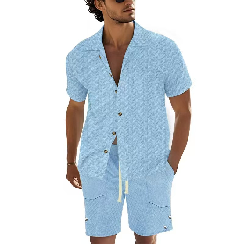 Men'S Formal Beach Wear - Conjuntos de Manga Corta para Hombre,
