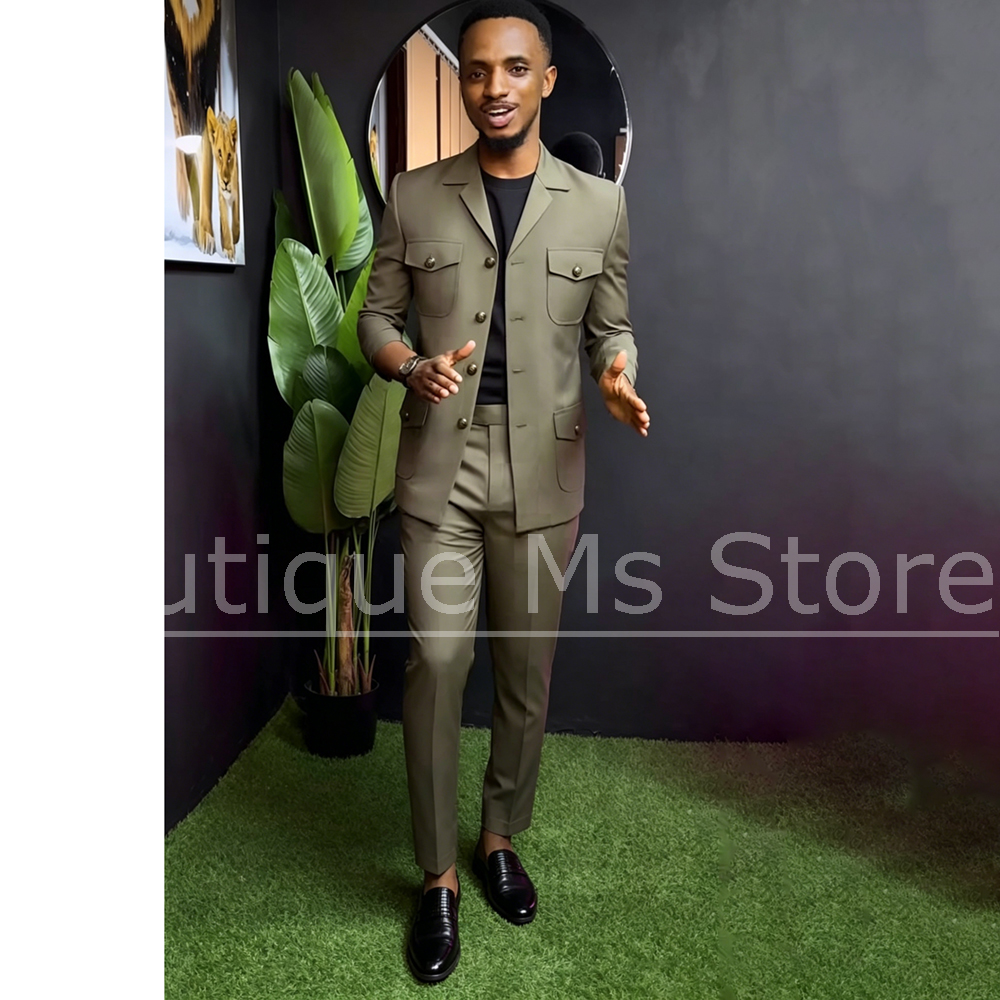 Traje Safari para hombre, conj - Men Formal Wear Fashion reseña y precio